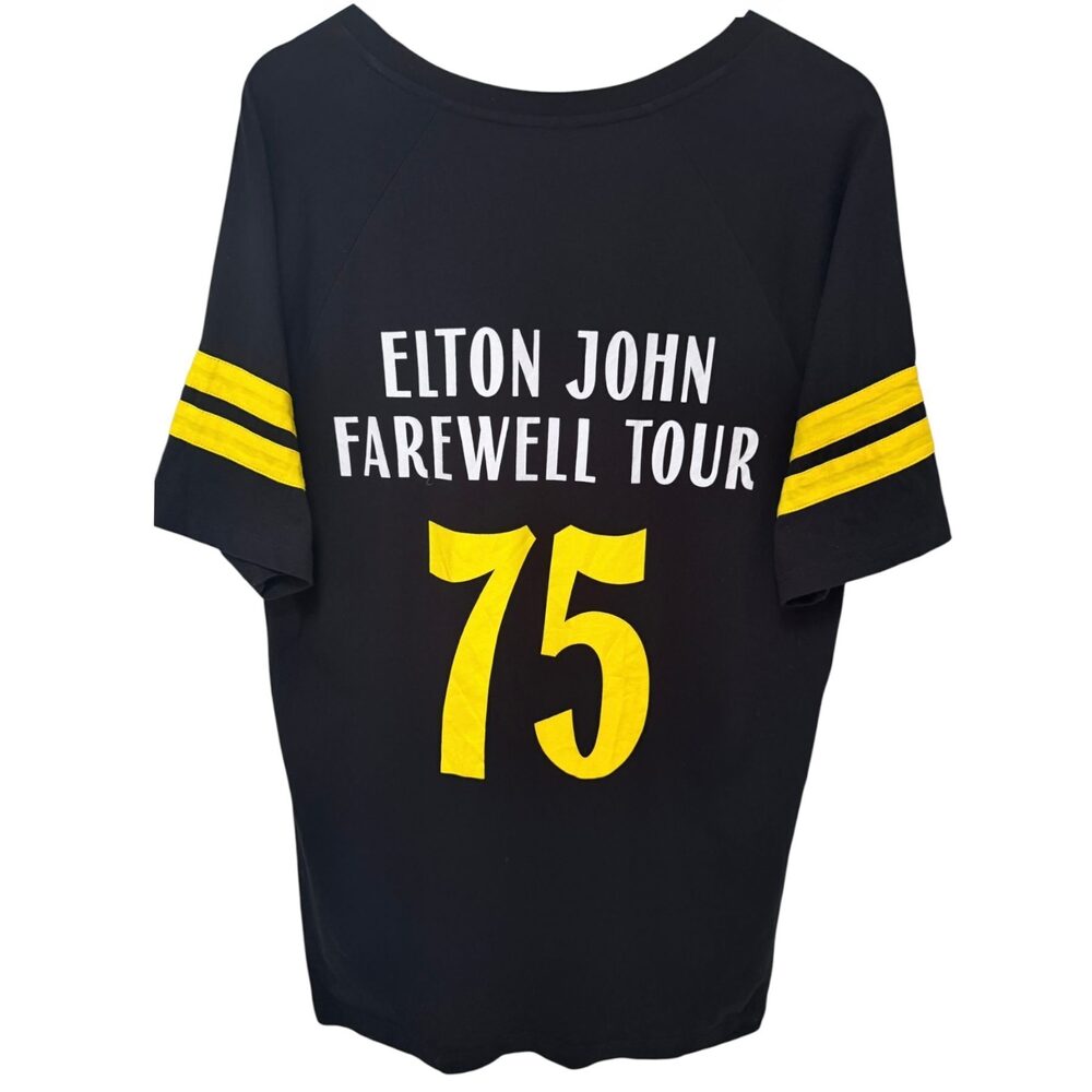Elton John Farewell Tour 75 Graphic T-Shirt Men's 2XL Black Yellow
